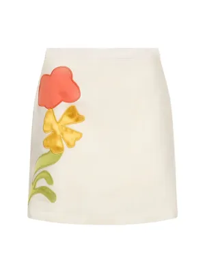 Marni   Embroidered linen blend mini skirt 