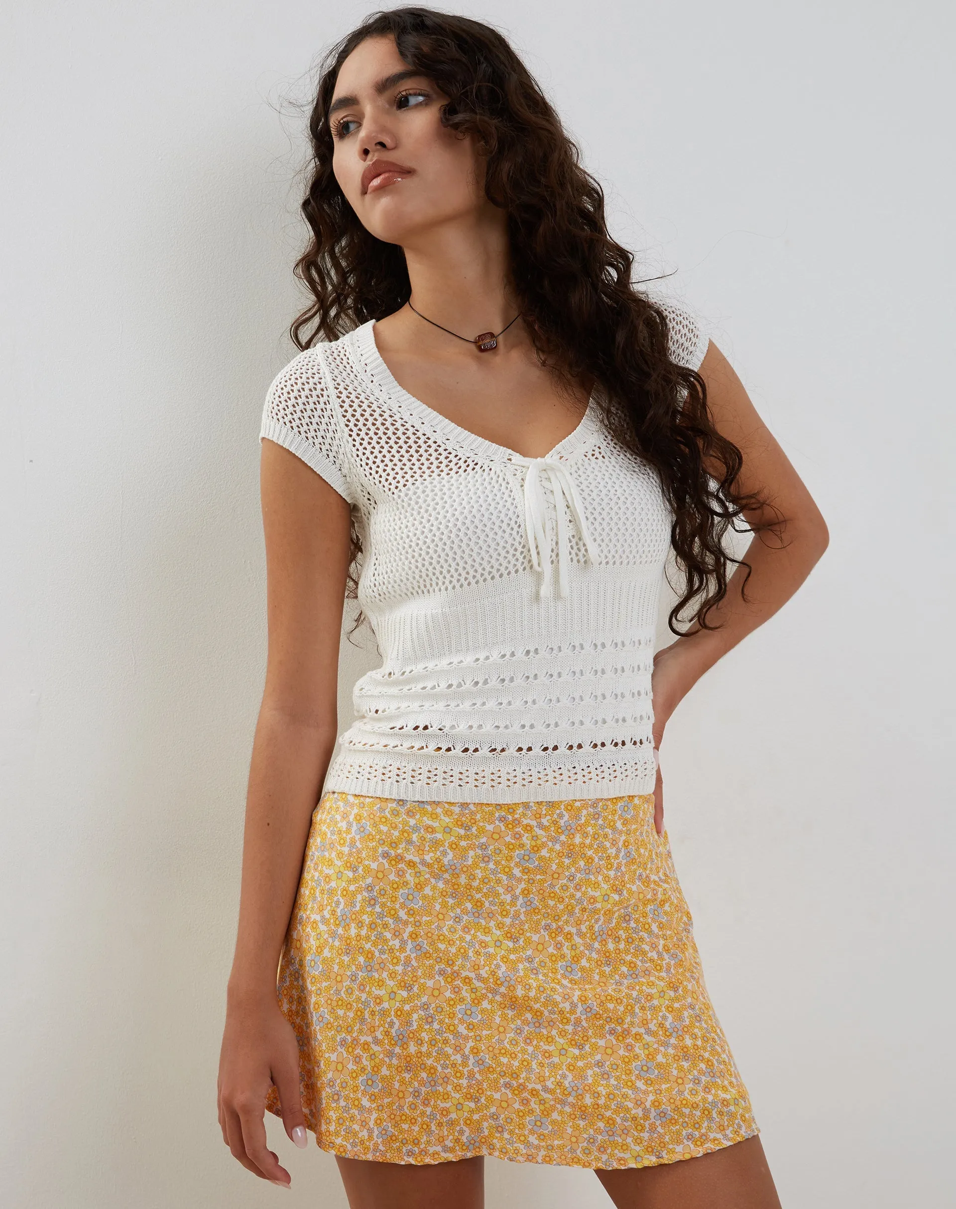 Maurella Mini Skirt in Flower Garden Yellow