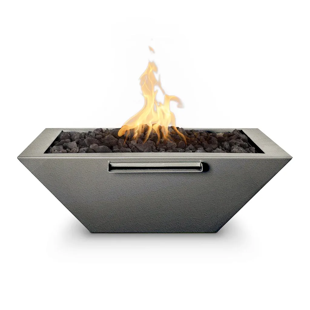 Maya 30" Square Fire and Water Bowl, Powder Coated Metal - Pool Feature