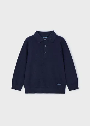 Mayoral Boys Fine Knit Navy Polo Jumper