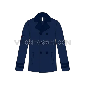 Mens Classic Navy Blue Pea Vector Coat