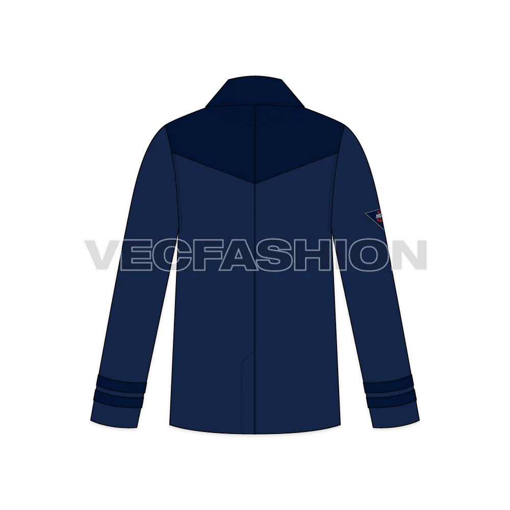 Mens Classic Navy Blue Pea Vector Coat