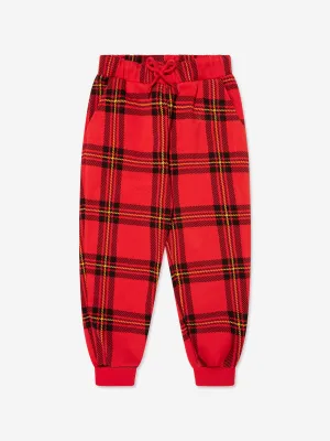 Mini Rodini Kids Organic Cotton Check Sweatpants in Red