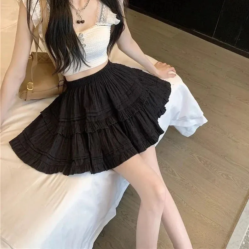 Mini Skirt With Ruffles And High Waist