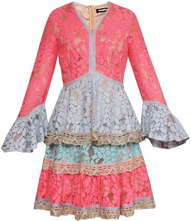 Multi Colored Bell-Sleeve Top and Skirt Set