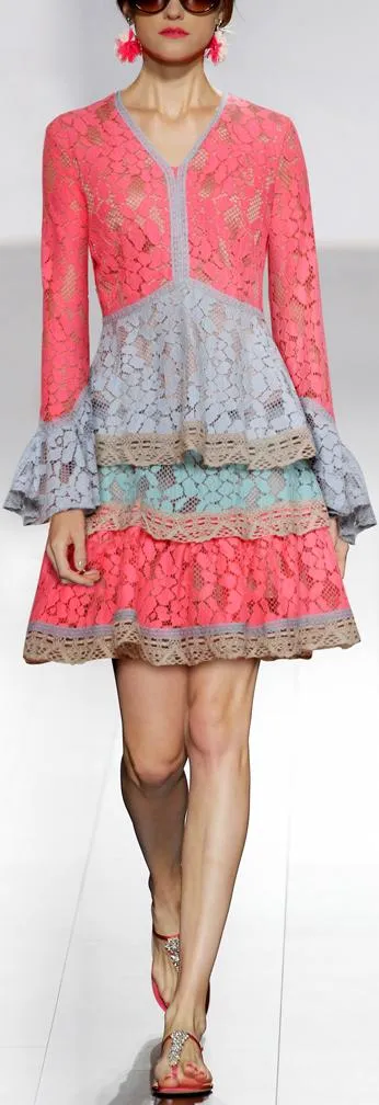 Multi Colored Bell-Sleeve Top and Skirt Set