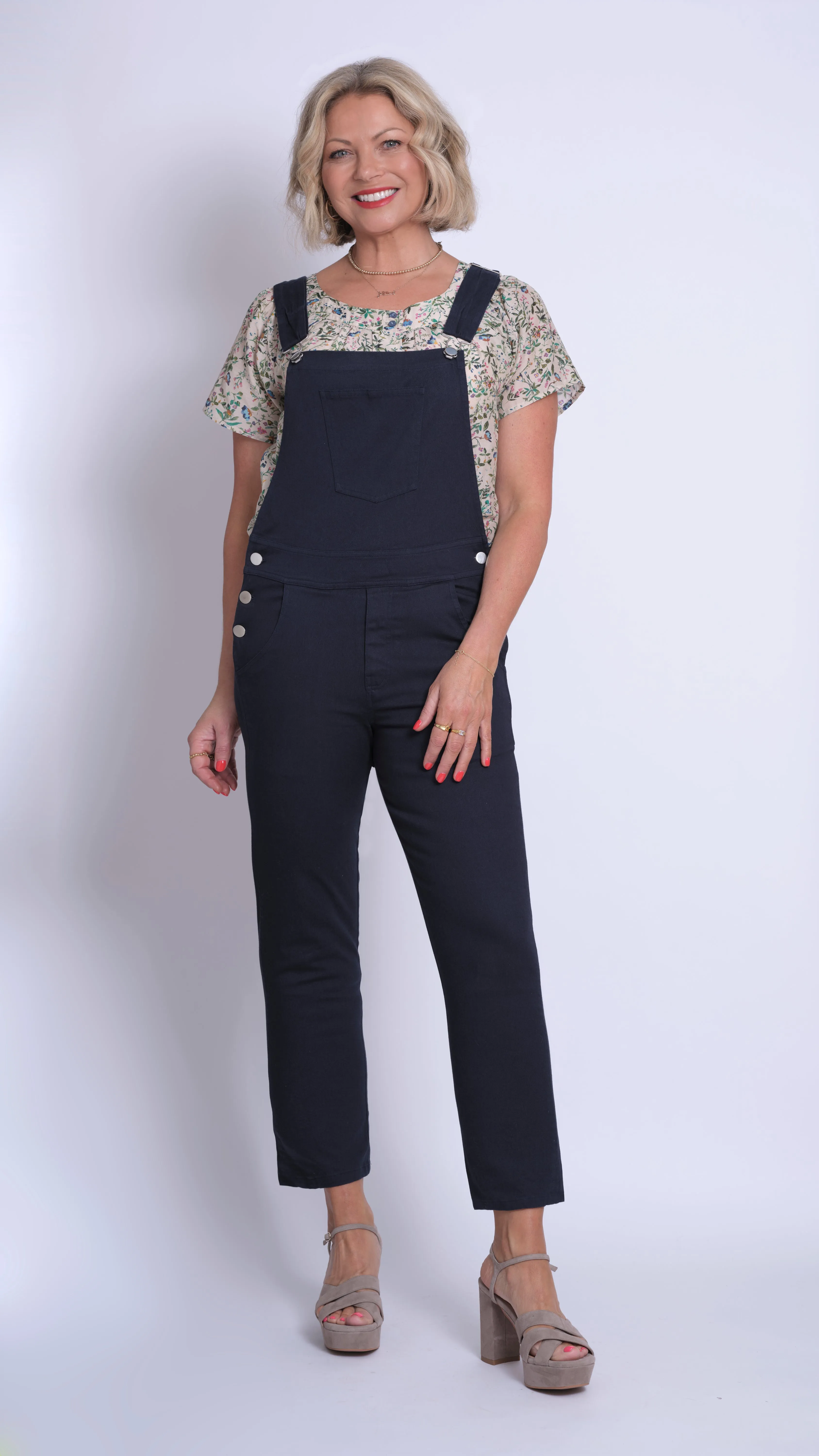 Navy stretch twill MEGGI dungarees