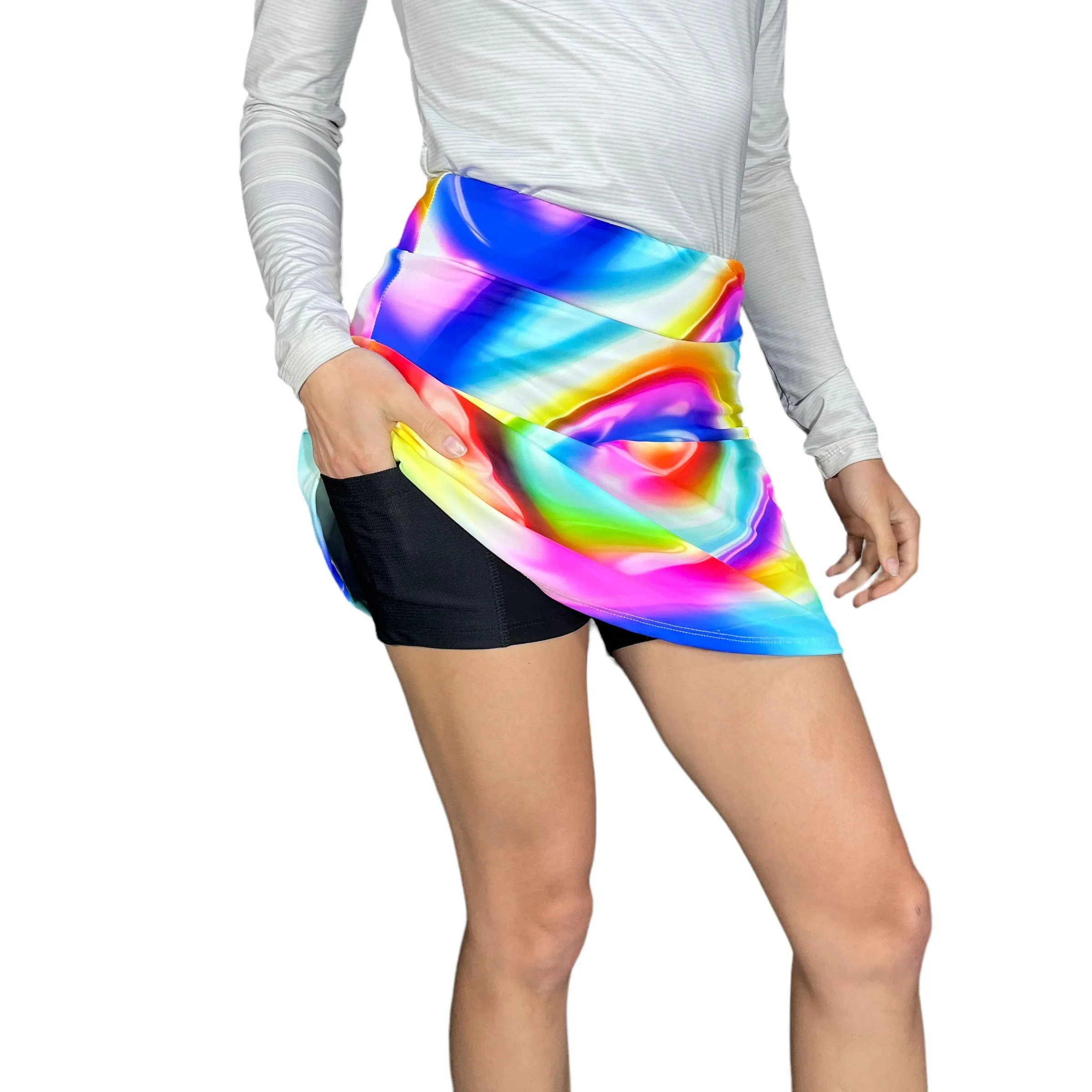 Neon Rainbow Poly Orb Flutter Golf, Running, Tennis, Pickleball Skort