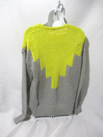 NEW ALEXANDER WANG Knit GEOMETRIC Sweater S GRAY YELLOW Womens