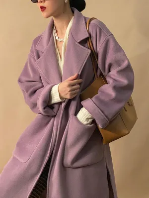 Notched Collar Wool Blend Coat