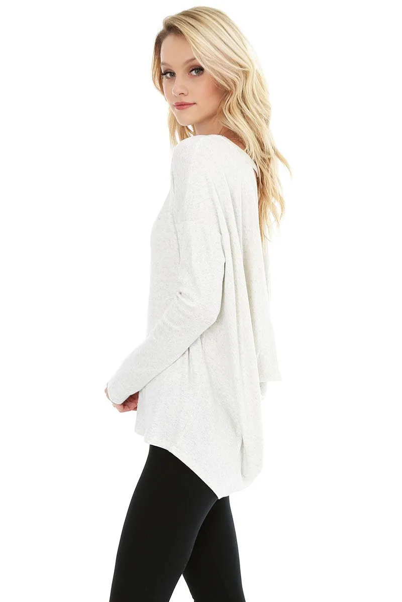 Oatmeal Cowl Back Top