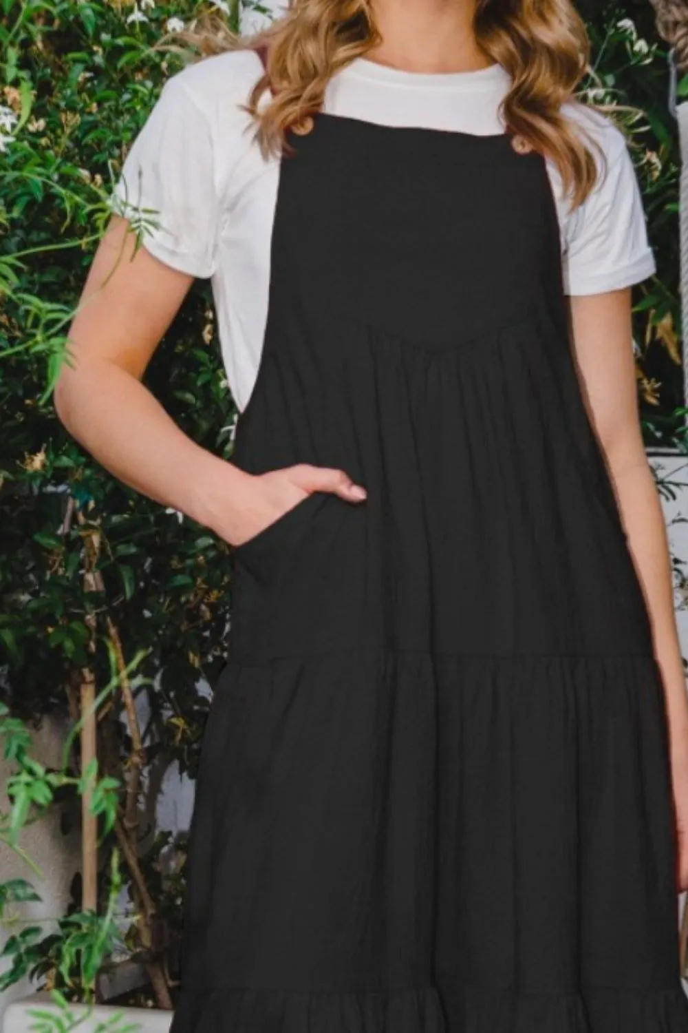 Overall Tiered Midi Dress