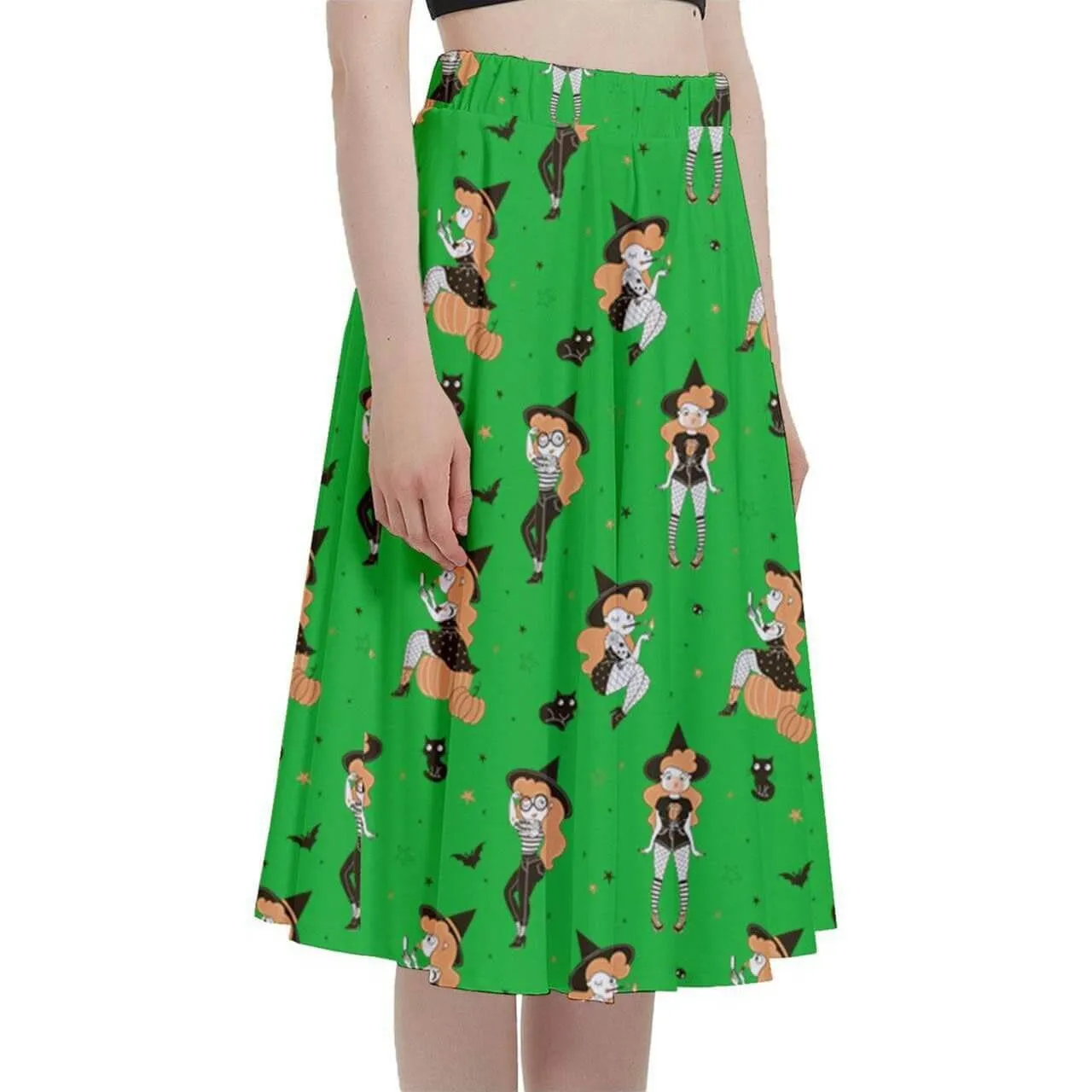 Pin Up Witch Full Circle Skirt