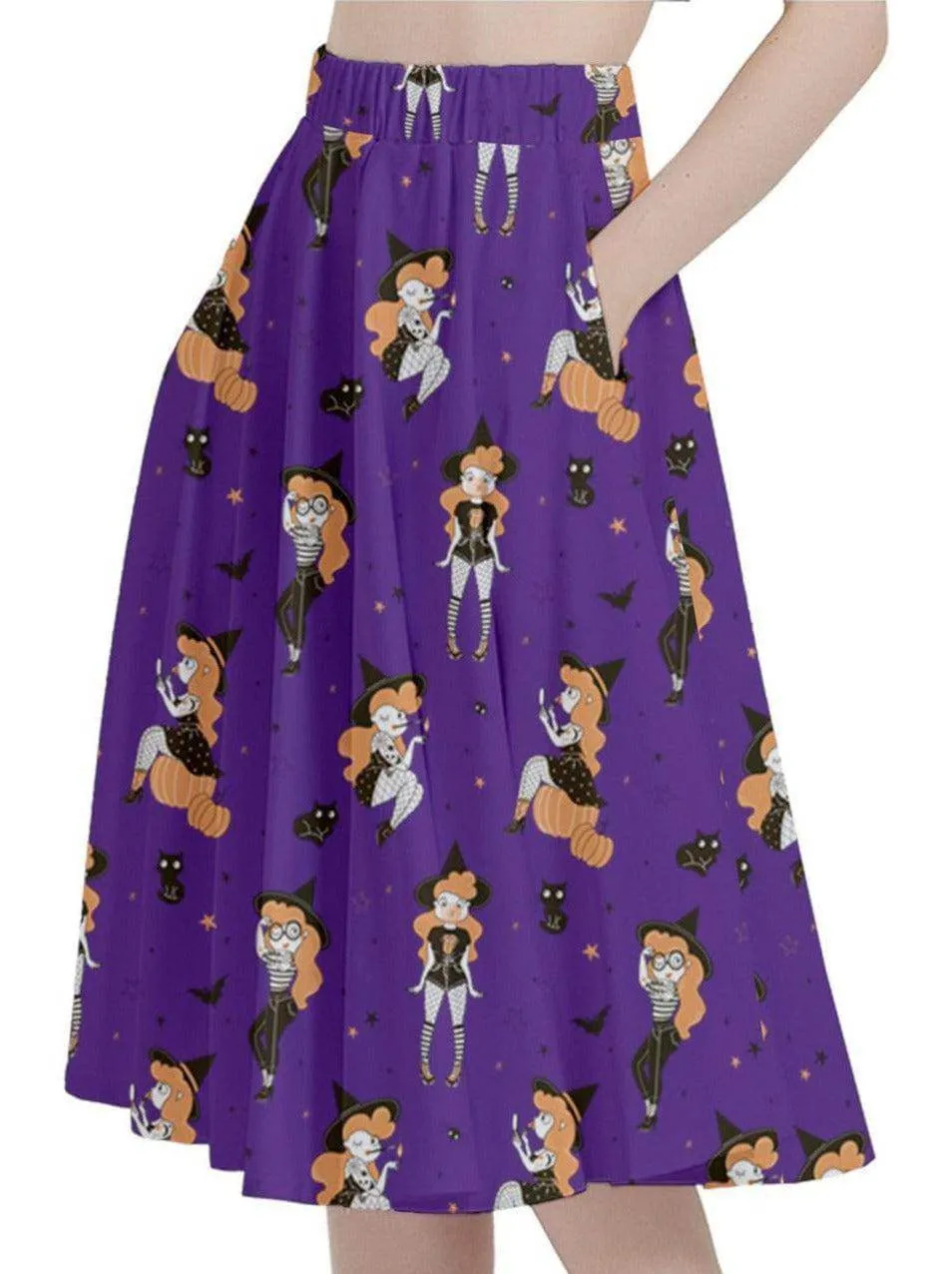 Pin Up Witch Full Circle Skirt