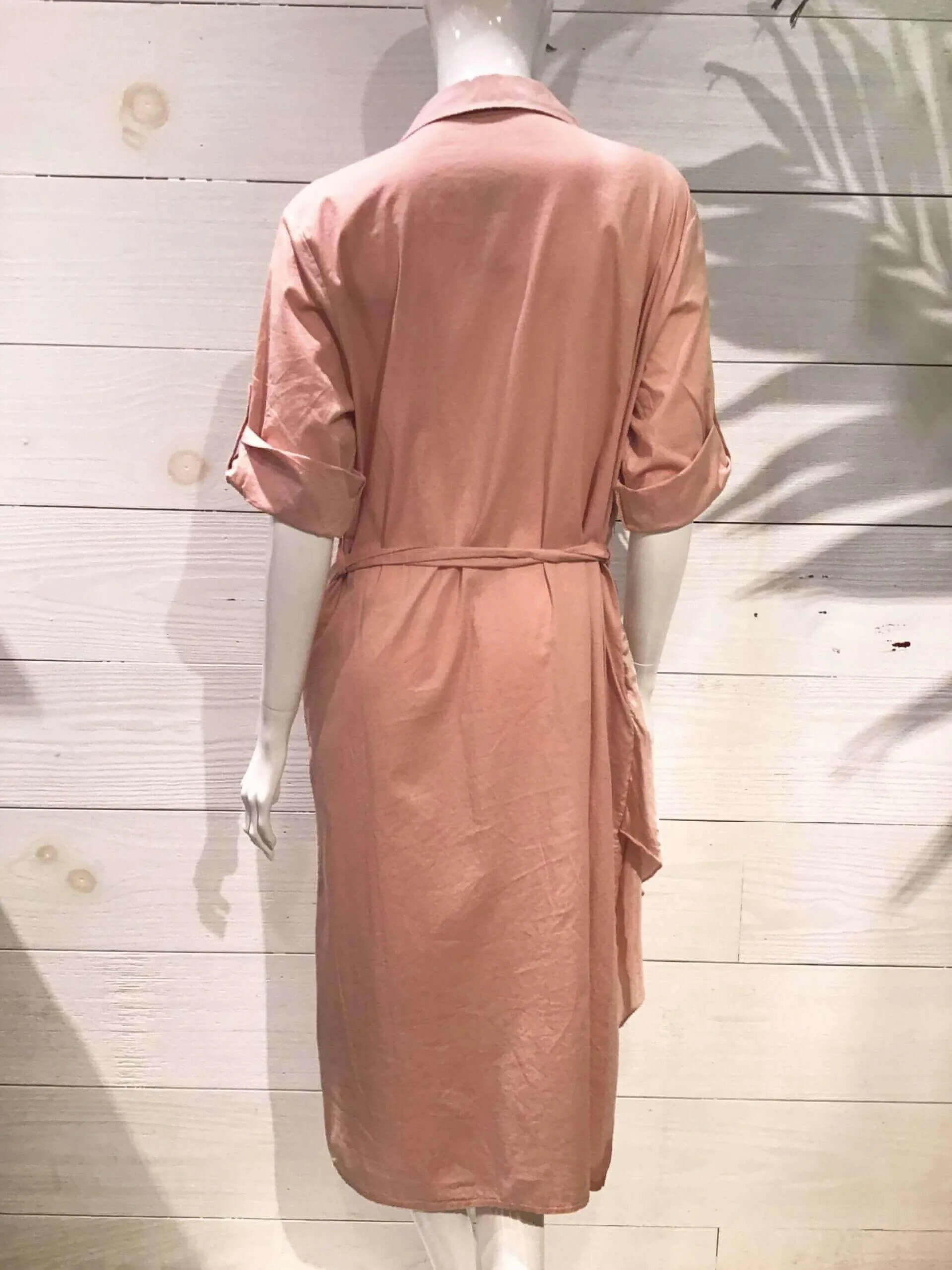 Pink Silky Layer Cotton Shirt Italian Dress