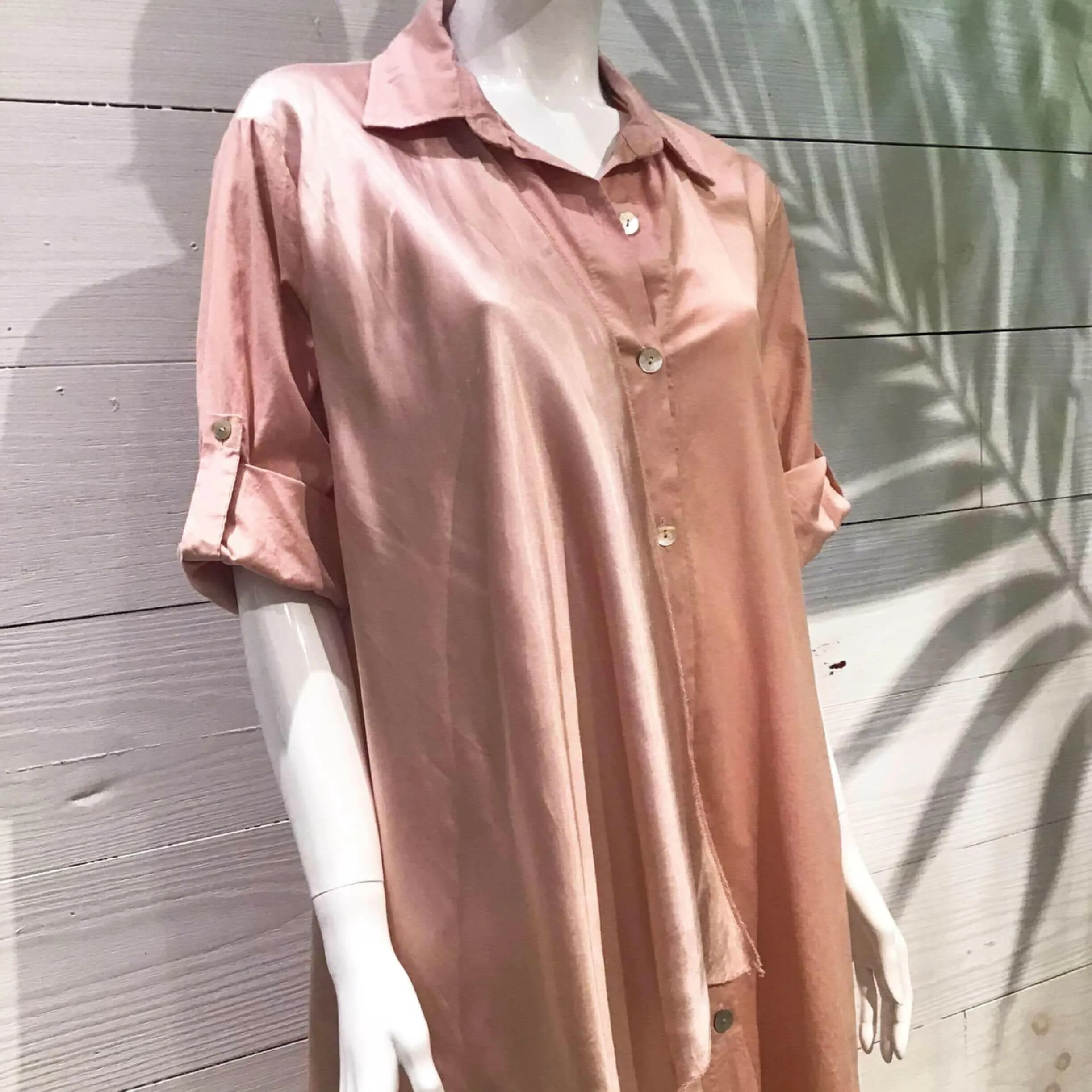 Pink Silky Layer Cotton Shirt Italian Dress