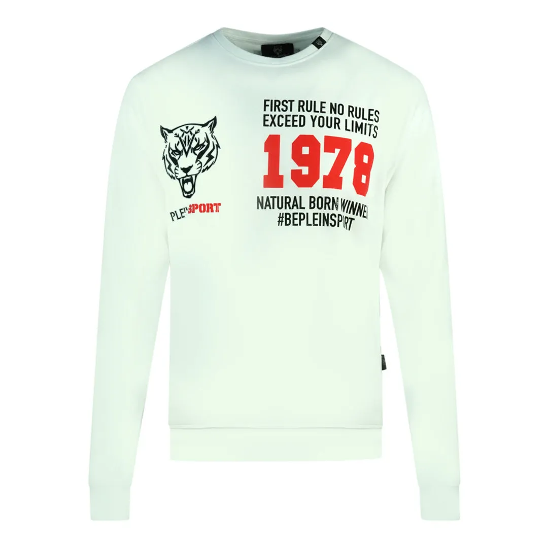 Plein Sport Black Natural Born Winner Logo White Jumper