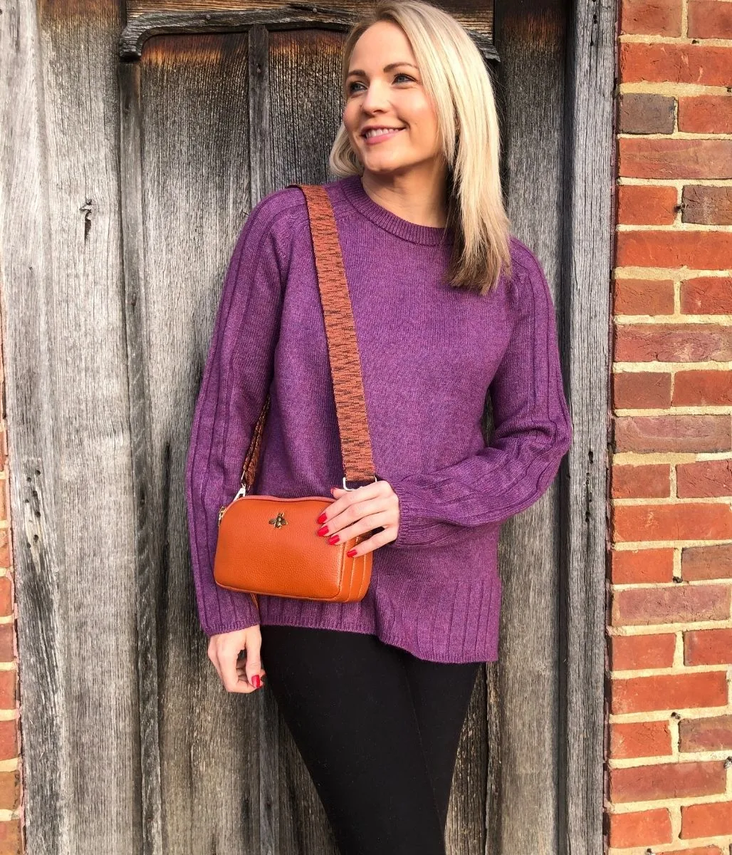 Purple Soft Contrast Ribbed Jumper