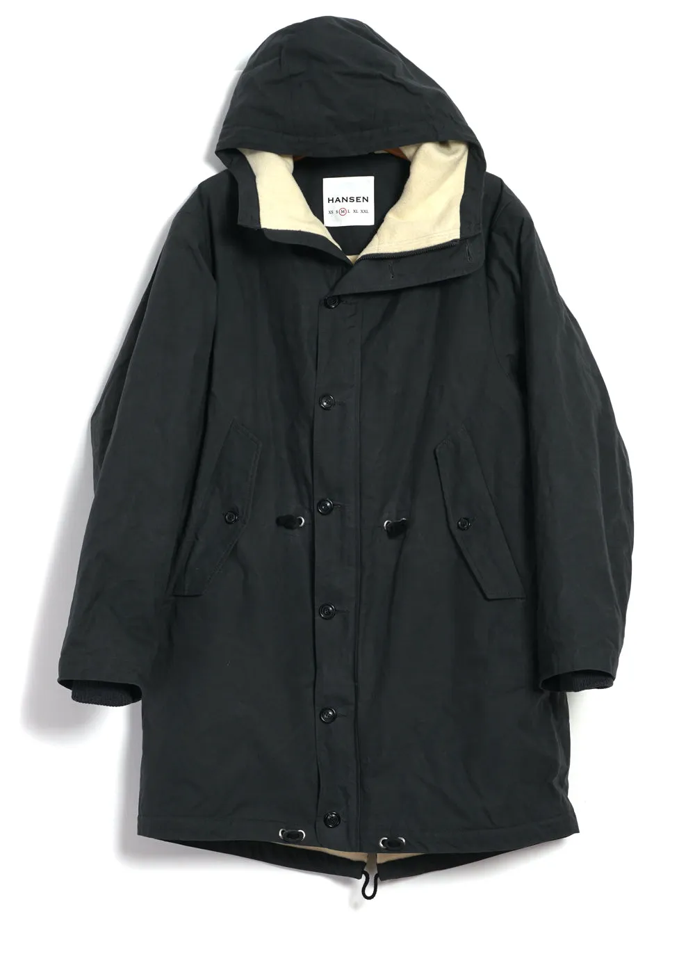 RASMUS | Waxed Parka With Zipper | Charcoal