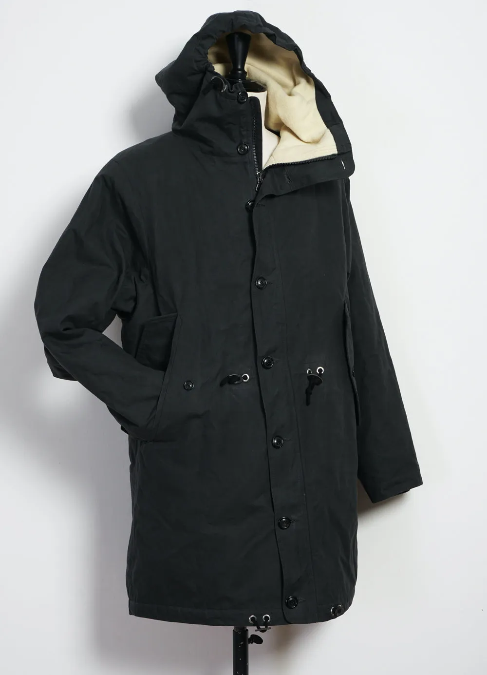 RASMUS | Waxed Parka With Zipper | Charcoal