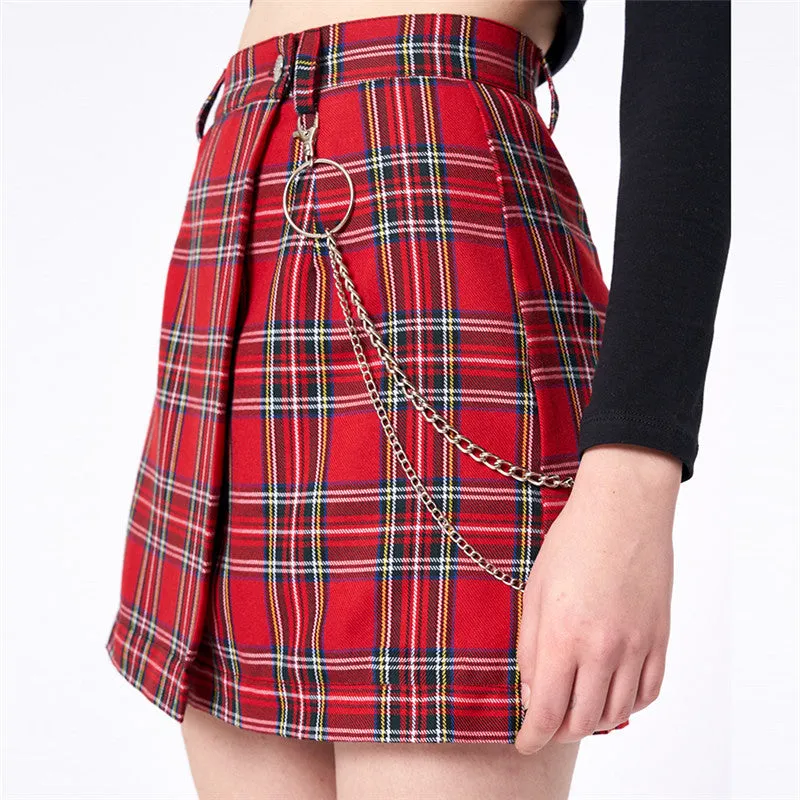 Red plaid skirt KF9384