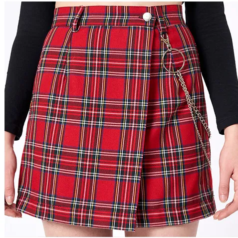 Red plaid skirt KF9384