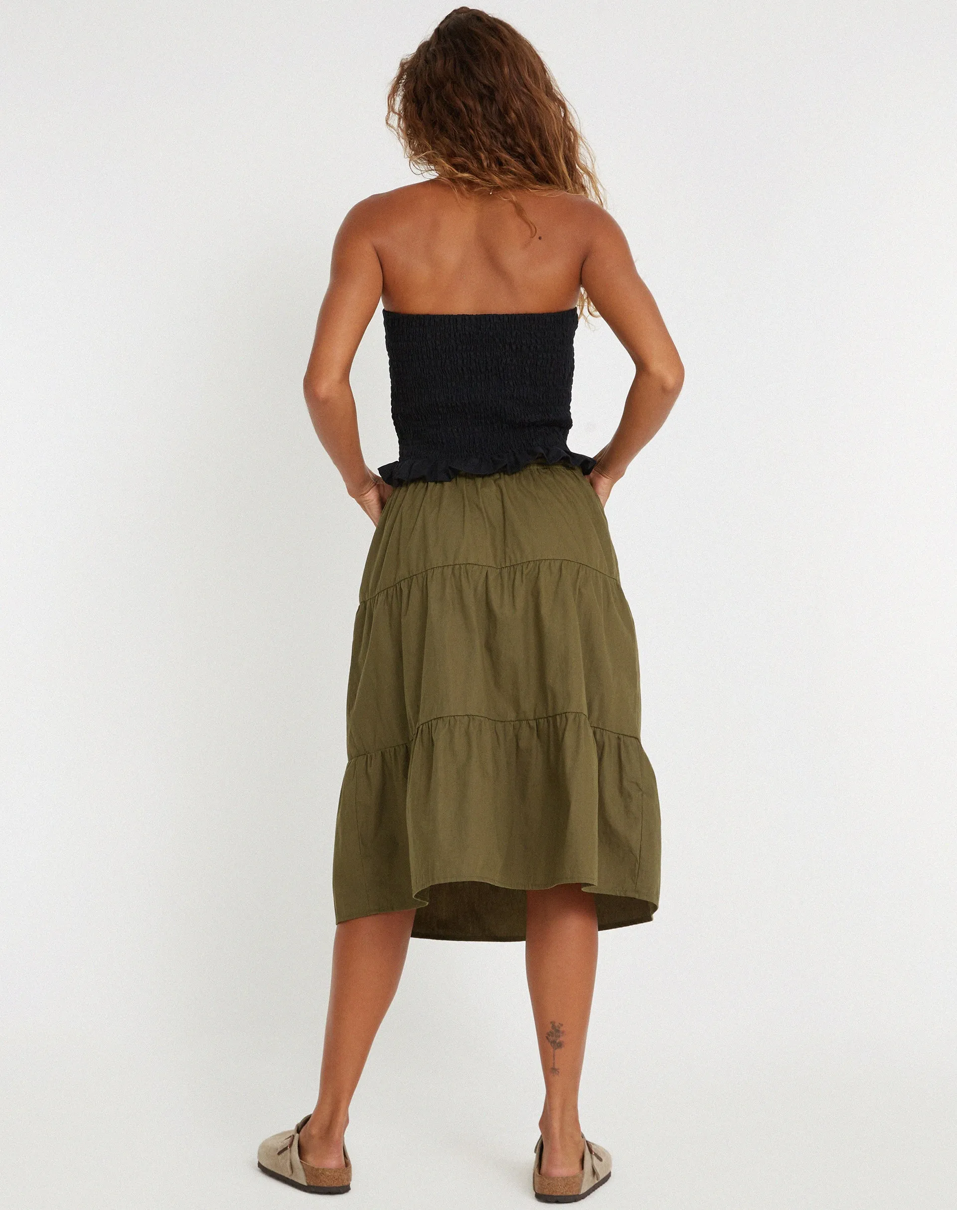 Reef Midi Skirt in Loden Green