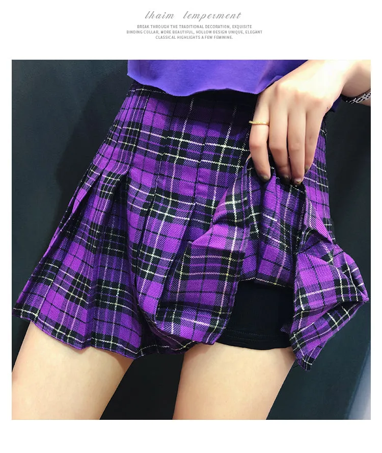 Retro high waist plaid skirt KF50522