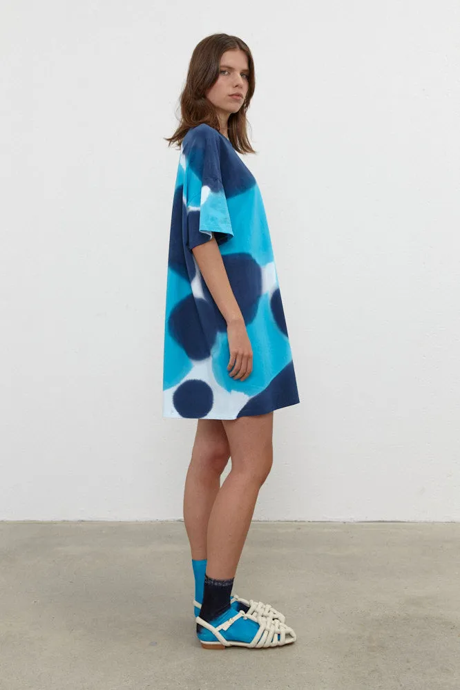 River Mini Shift T-Shirt Dress Navy/Turquoise Blue