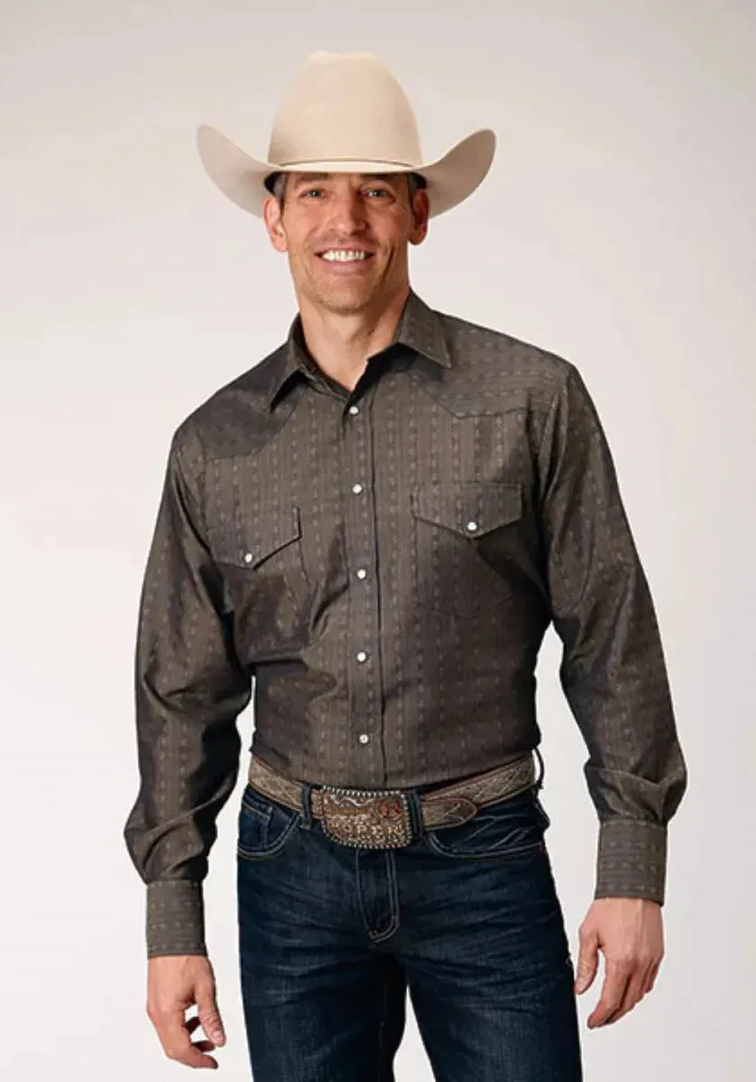 Roper Floral Tone (Grey) - Men's Western Shirt