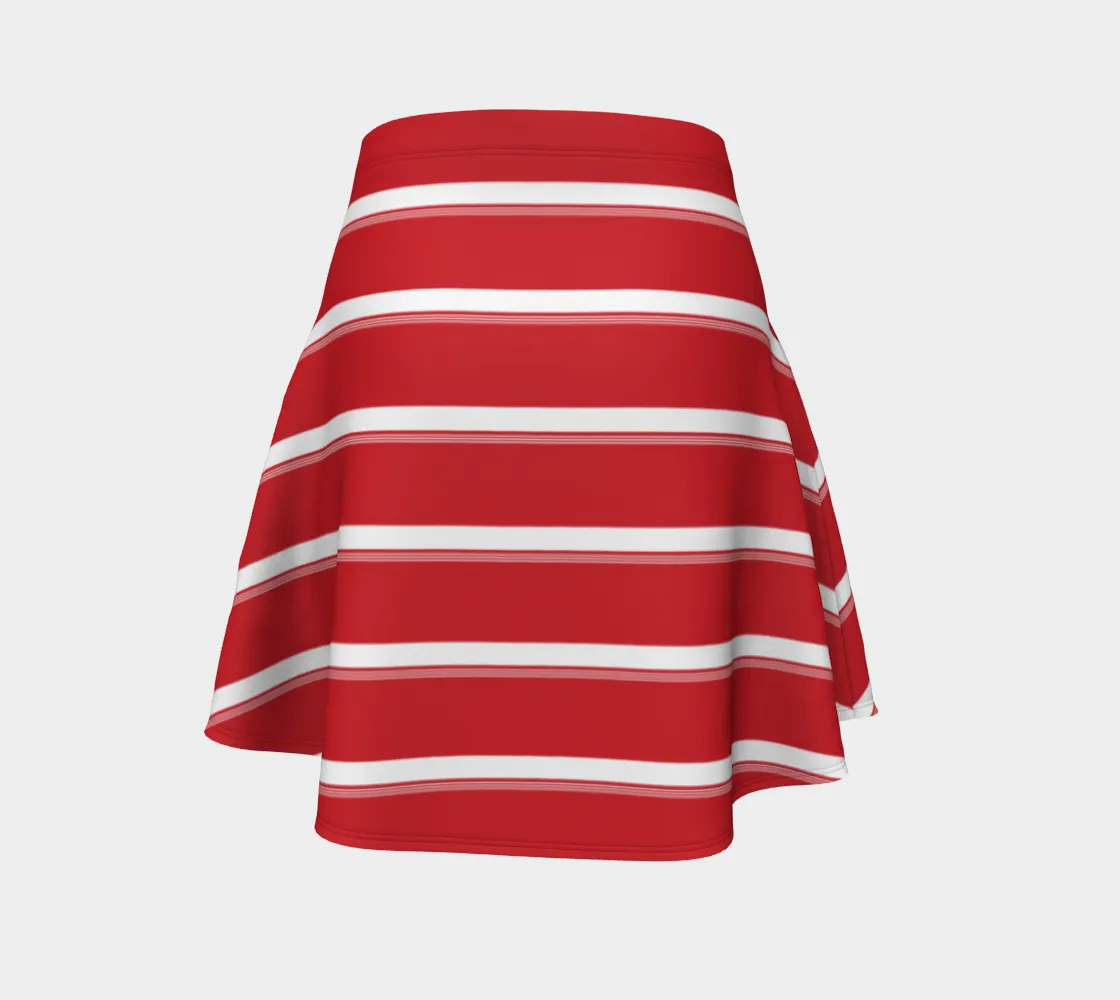 Rose Red Striped Flare Skirt