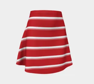 Rose Red Striped Flare Skirt