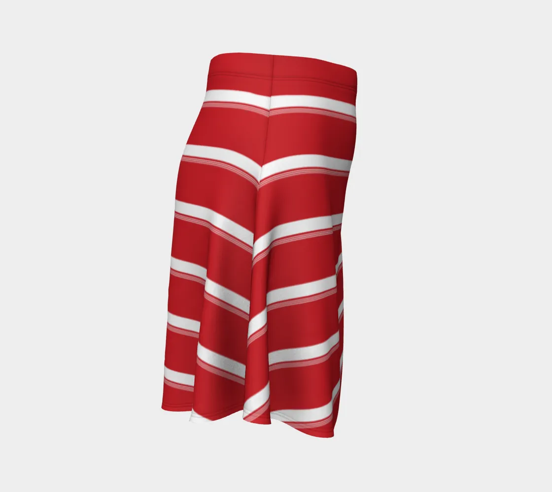 Rose Red Striped Flare Skirt