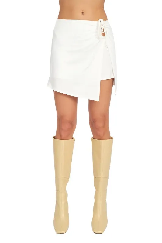 Ruched Mini Skirt With Side Slit