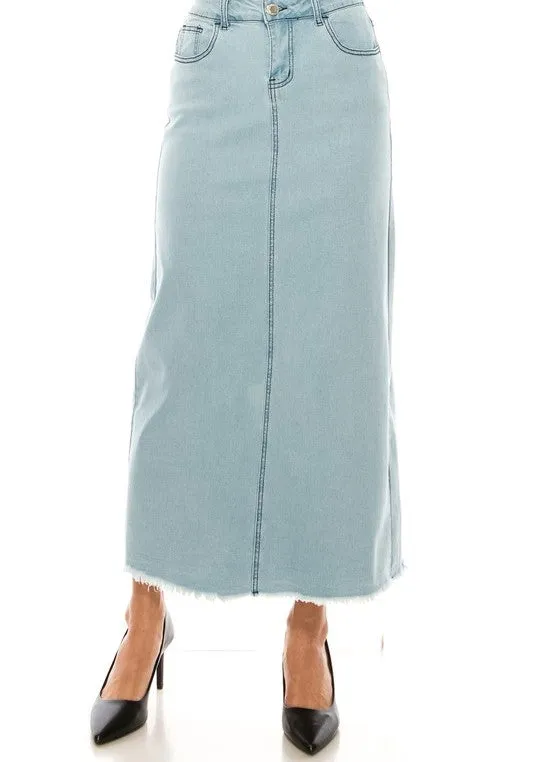 Sand Blush Long Denim Skirt