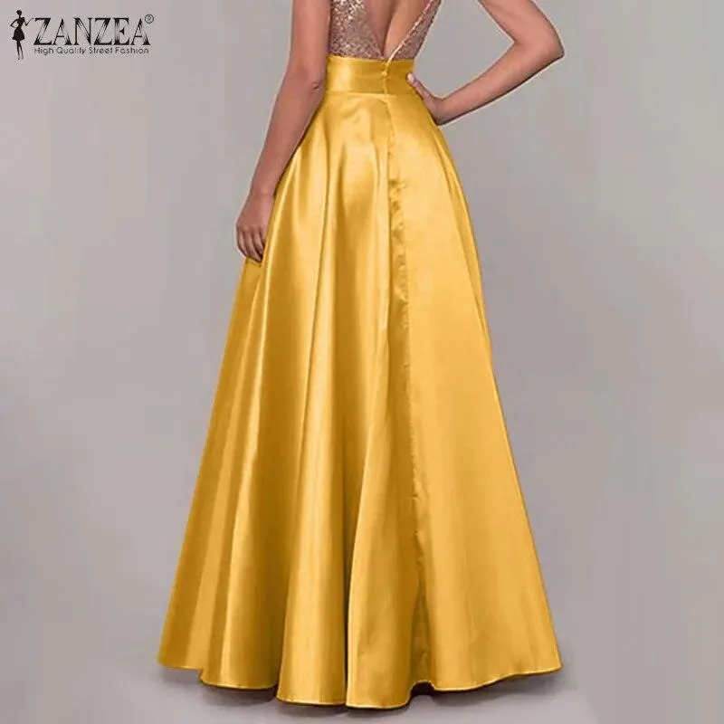 Satin Silk Long Skirts - 10 Colours