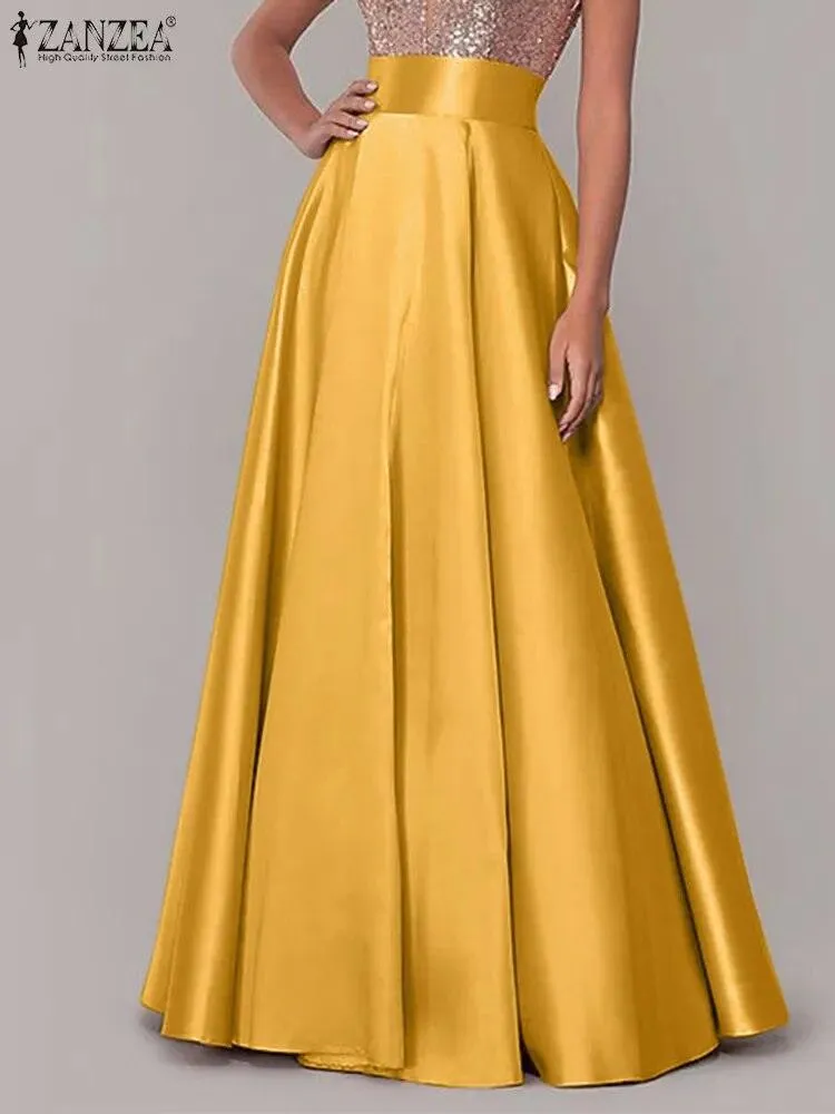 Satin Silk Long Skirts - 10 Colours