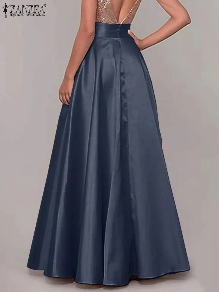 Satin Silk Long Skirts - 10 Colours