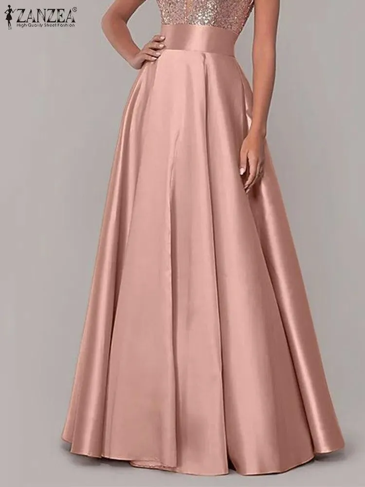 Satin Silk Long Skirts - 10 Colours