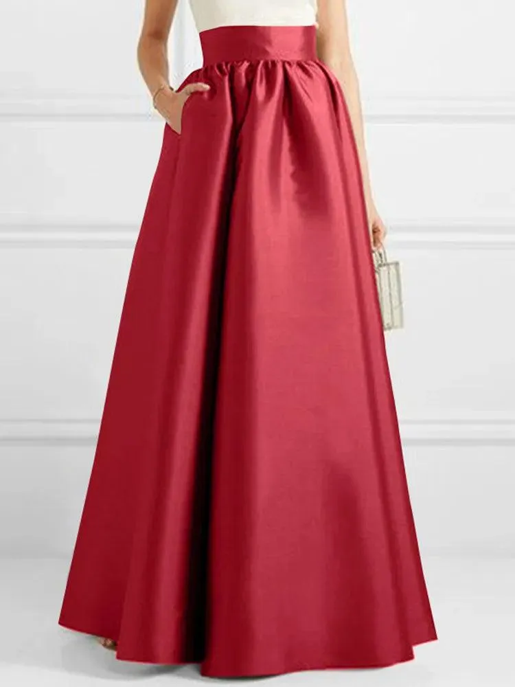 Satin Silk Long Skirts - 10 Colours