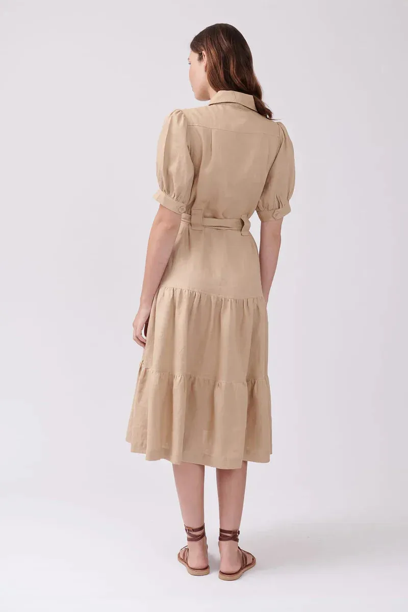 Serval Linen Dress-Olive