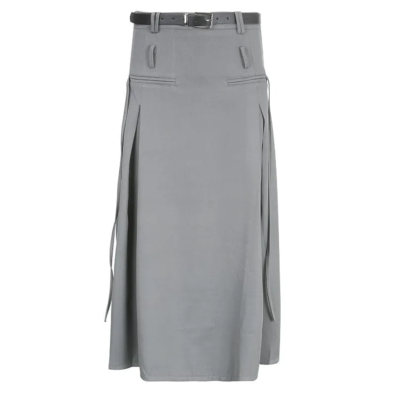 Slim Long Strap Slim Grey Skirt SD01002