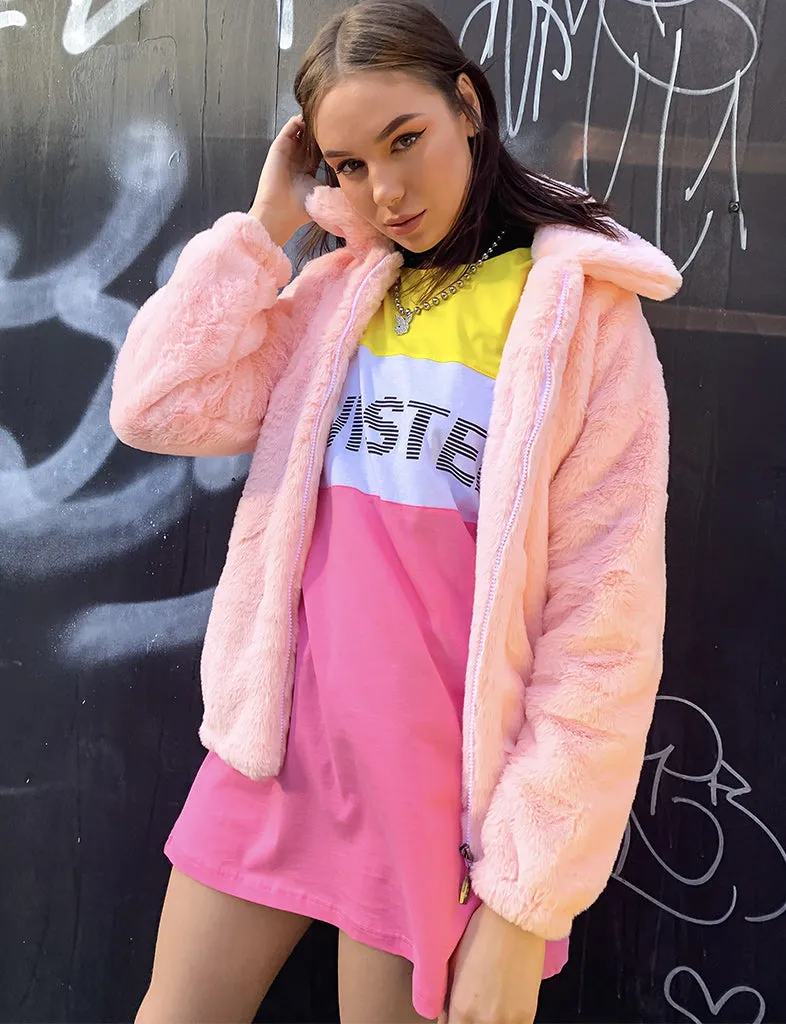 SMILEY FAUX FUR COAT - PINK ✰ MADE 4 U ✰