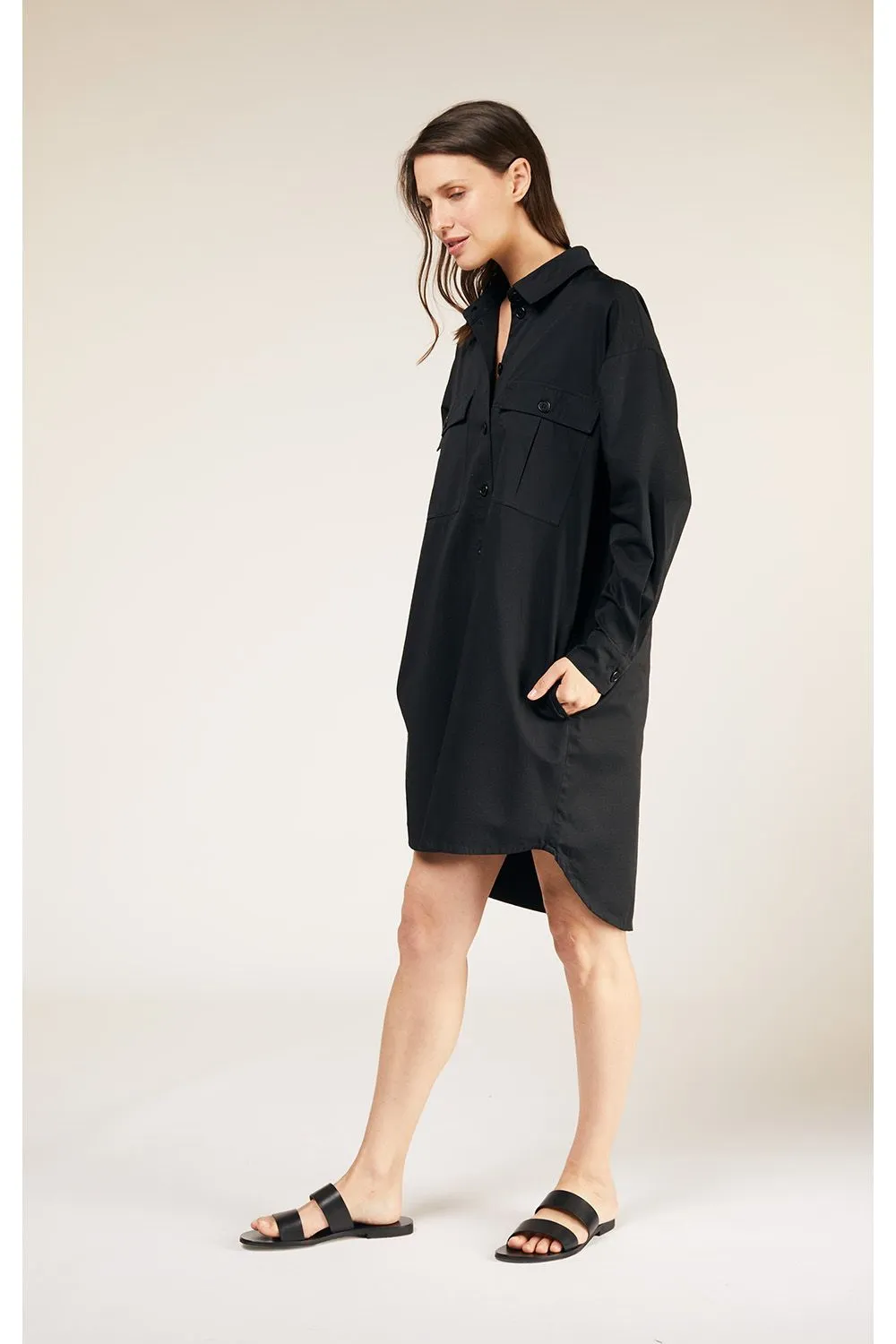 Sophia Shirt Dress in Black