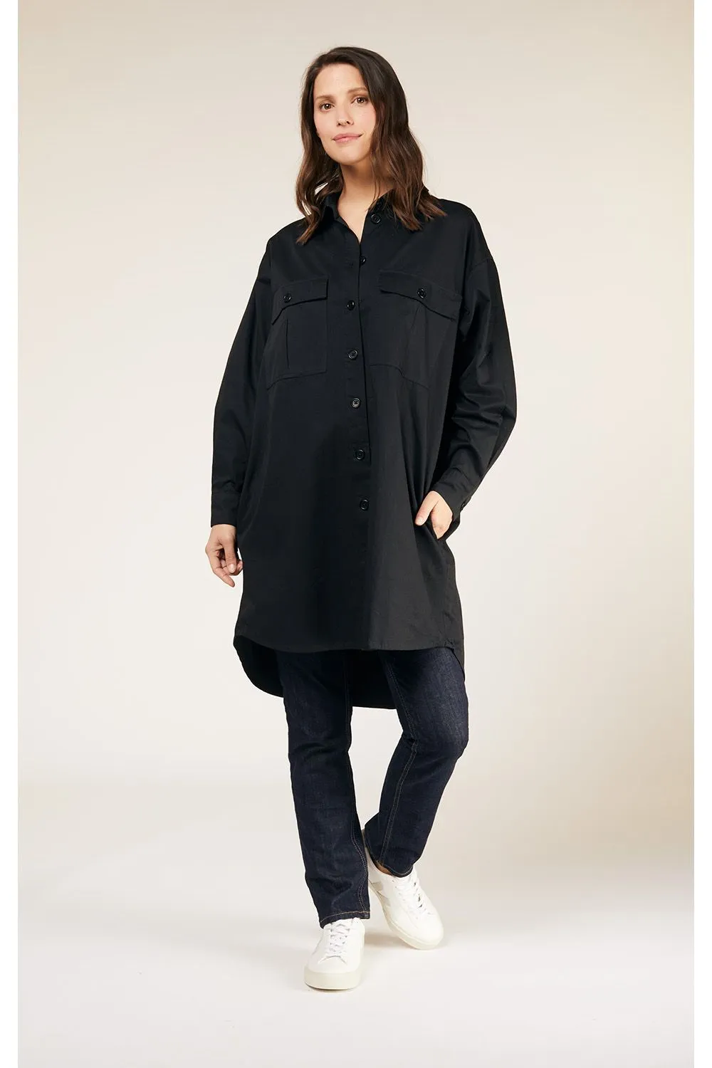 Sophia Shirt Dress in Black