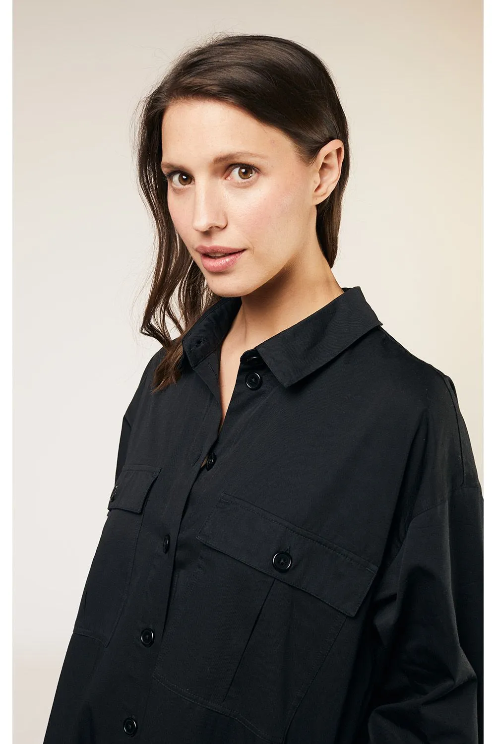 Sophia Shirt Dress in Black