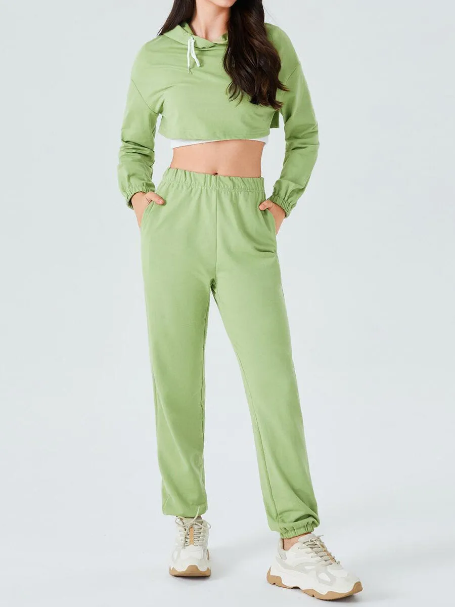 Sporty Pocket Elastic Waist Sweatpants