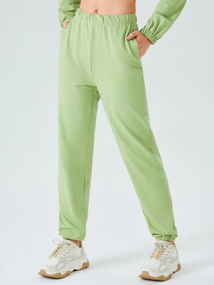 Sporty Pocket Elastic Waist Sweatpants