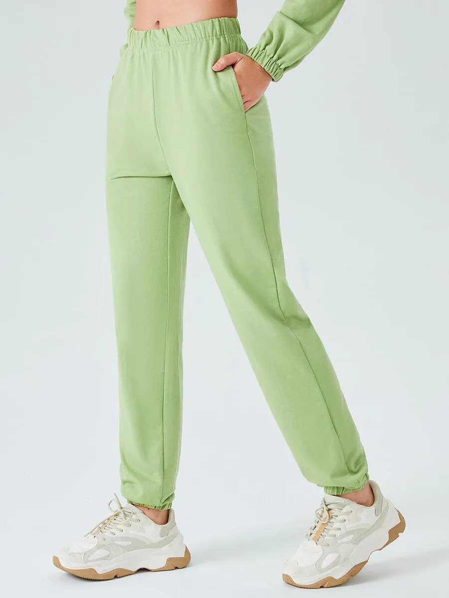 Sporty Pocket Elastic Waist Sweatpants