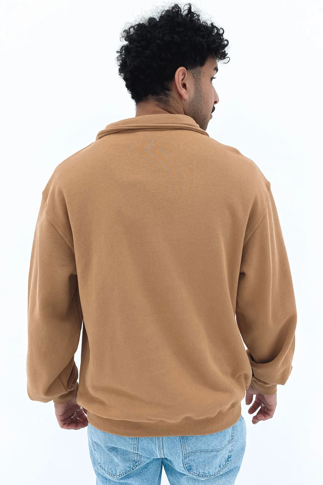 Stock Logo Mock Neck Fleece Pigment Tan